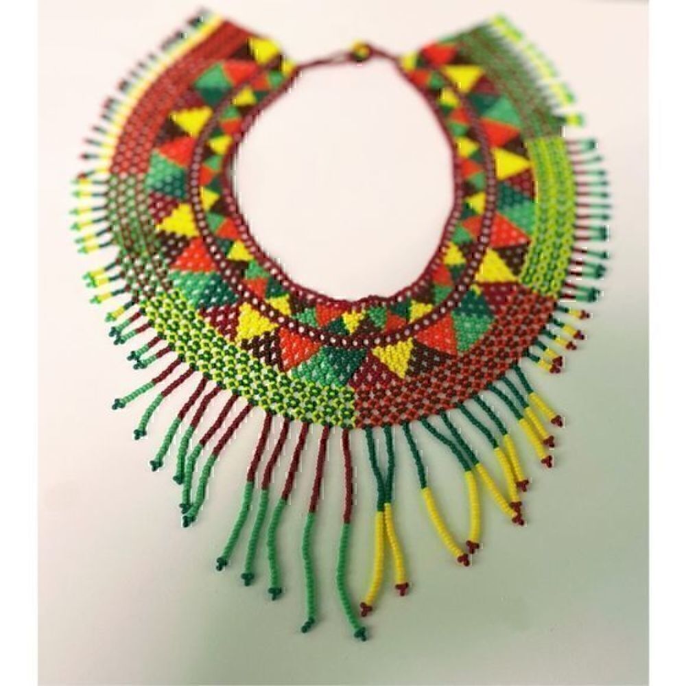 New Beautiful Handmade Colorful Beaded Mexican Collar Necklace - Picture 3 of 4